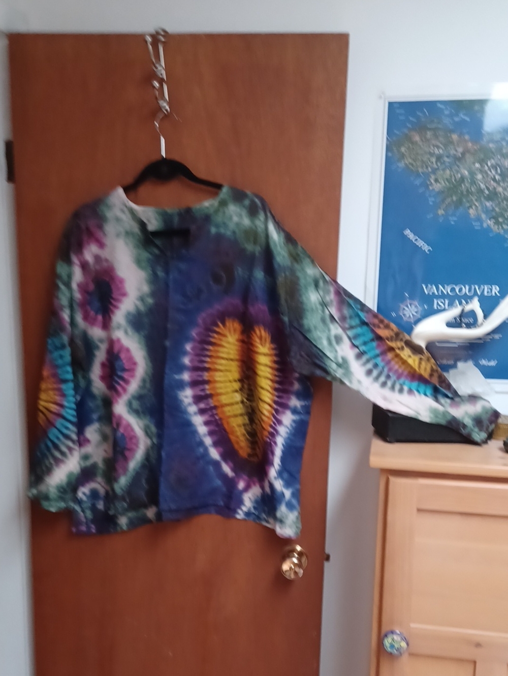 Light Cotton Tie-Dye Long Sleeve Pullover Shirt - Multicolor